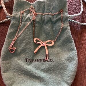 Authentic Tiffany & Co. Silver Bow Pendant Necklace